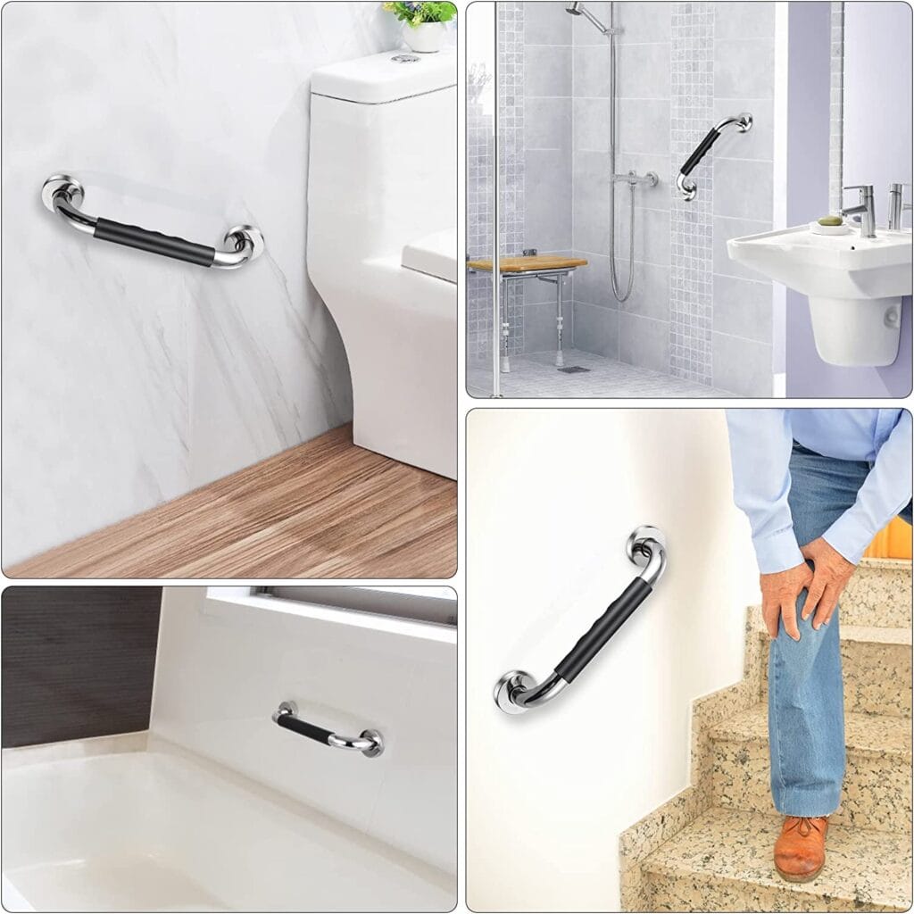 Asidera De Seguridad, 30cm Asa de Seguridad Antideslizante,Superficies de Acero iInoxidable y Silicona, Barra de Agarre Mango para la pared del baño